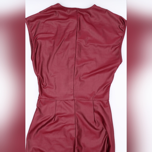 SHEIN Women’s Small Maroon Faux Leather Look Jumpsuit Button Front - Picture 4 of 6